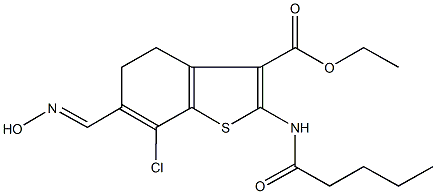 ethyl 7-chloro-6-[(hydroxyimino)methyl]-2-(pentanoylamino)-4,5-dihydro-1-benzothiophene-3-carboxylate Struktur