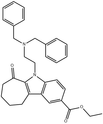 ethyl 5-[2-(dibenzylamino)ethyl]-6-oxo-5,6,7,8,9,10-hexahydrocyclohepta[b]indole-2-carboxylate Struktur