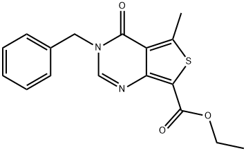 ethyl 3-benzyl-5-methyl-4-oxo-3,4-dihydrothieno[3,4-d]pyrimidine-7-carboxylate Struktur