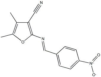 2-({4-nitrobenzylidene}amino)-4,5-dimethyl-3-furonitrile Struktur