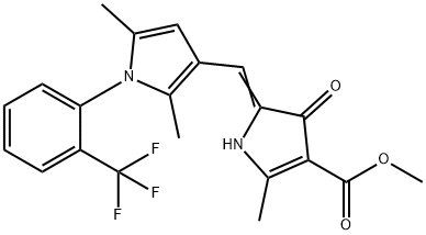 methyl 5-({2,5-dimethyl-1-[2-(trifluoromethyl)phenyl]-1H-pyrrol-3-yl}methylene)-2-methyl-4-oxo-4,5-dihydro-1H-pyrrole-3-carboxylate Struktur