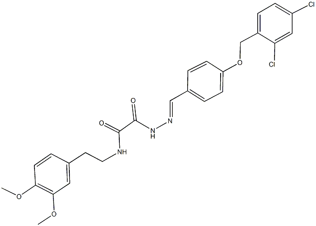 2-(2-{4-[(2,4-dichlorobenzyl)oxy]benzylidene}hydrazino)-N-[2-(3,4-dimethoxyphenyl)ethyl]-2-oxoacetamide Struktur