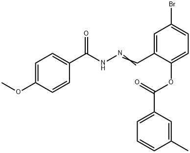 4-bromo-2-[2-(4-methoxybenzoyl)carbohydrazonoyl]phenyl 3-methylbenzoate Struktur