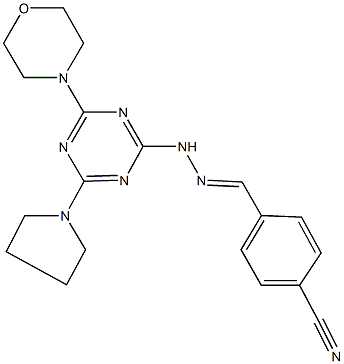 4-{2-[4-(4-morpholinyl)-6-(1-pyrrolidinyl)-1,3,5-triazin-2-yl]carbohydrazonoyl}benzonitrile Struktur