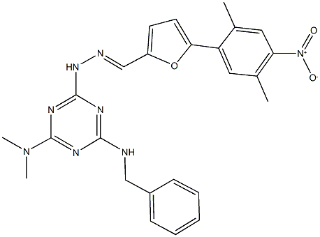 5-{4-nitro-2,5-dimethylphenyl}-2-furaldehyde [4-(benzylamino)-6-(dimethylamino)-1,3,5-triazin-2-yl]hydrazone Struktur