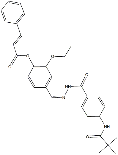 4-(2-{4-[(2,2-dimethylpropanoyl)amino]benzoyl}carbohydrazonoyl)-2-ethoxyphenyl 3-phenylacrylate Struktur