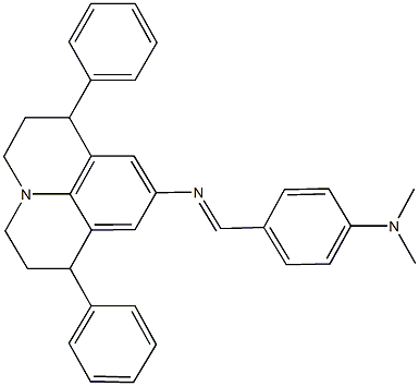 N-[4-(dimethylamino)benzylidene]-N-(1,7-diphenyl-2,3,6,7-tetrahydro-1H,5H-pyrido[3,2,1-ij]quinolin-9-yl)amine Struktur