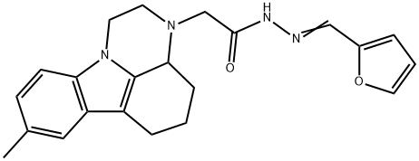 N'-(2-furylmethylene)-2-(8-methyl-1,2,3a,4,5,6-hexahydro-3H-pyrazino[3,2,1-jk]carbazol-3-yl)acetohydrazide Struktur