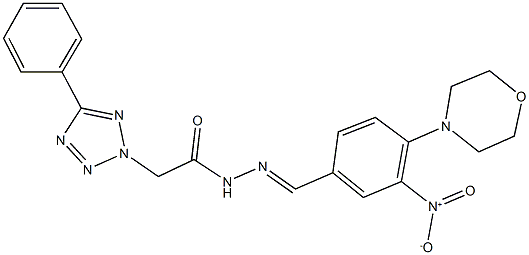 N'-[3-nitro-4-(4-morpholinyl)benzylidene]-2-(5-phenyl-2H-tetraazol-2-yl)acetohydrazide Struktur