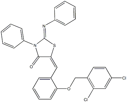 5-{2-[(2,4-dichlorobenzyl)oxy]benzylidene}-3-phenyl-2-(phenylimino)-1,3-thiazolidin-4-one Struktur