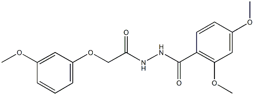 2,4-dimethoxy-N'-[(3-methoxyphenoxy)acetyl]benzohydrazide Struktur