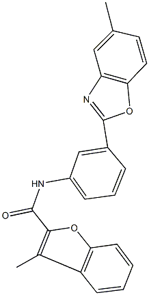 3-methyl-N-[3-(5-methyl-1,3-benzoxazol-2-yl)phenyl]-1-benzofuran-2-carboxamide Struktur