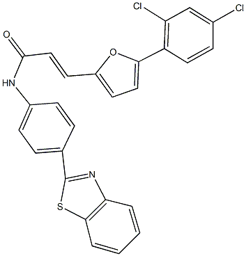 N-[4-(1,3-benzothiazol-2-yl)phenyl]-3-[5-(2,4-dichlorophenyl)-2-furyl]acrylamide Struktur