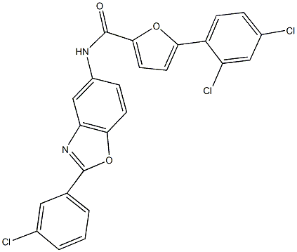 N-[2-(3-chlorophenyl)-1,3-benzoxazol-5-yl]-5-(2,4-dichlorophenyl)-2-furamide Struktur