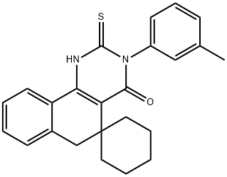 3-(3-methylphenyl)-4-oxo-2-thioxo-1,2,3,4,5,6-hexahydrospiro(benzo[h]quinazoline-5,1'-cyclohexane) Struktur