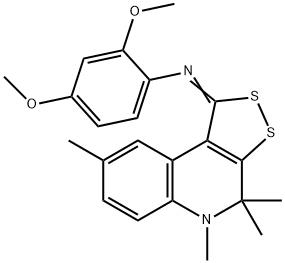 N-(2,4-dimethoxyphenyl)-N-(4,4,5,8-tetramethyl-4,5-dihydro-1H-[1,2]dithiolo[3,4-c]quinolin-1-ylidene)amine Struktur