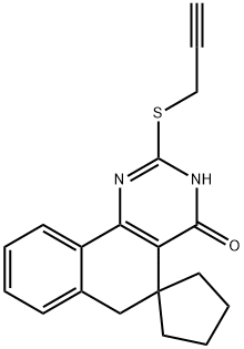 2-(2-propynylsulfanyl)-5,6-dihydrospiro(benzo[h]quinazoline-5,1'-cyclopentane)-4(3H)-one Struktur