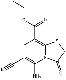 ethyl 5-amino-6-cyano-3-oxo-2,3-dihydro-7H-[1,3]thiazolo[3,2-a]pyridine-8-carboxylate Struktur