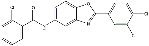 2-chloro-N-[2-(3,4-dichlorophenyl)-1,3-benzoxazol-5-yl]benzamide Struktur