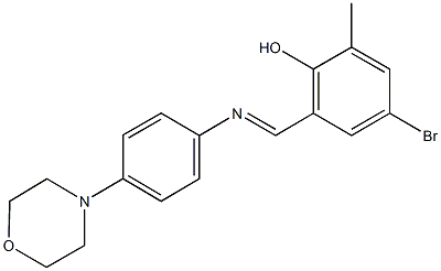 4-bromo-2-methyl-6-({[4-(4-morpholinyl)phenyl]imino}methyl)phenol Struktur