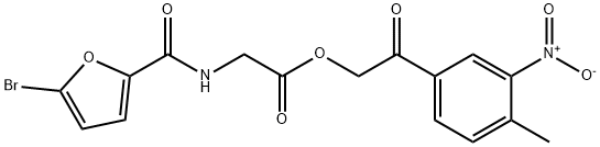 2-{3-nitro-4-methylphenyl}-2-oxoethyl [(5-bromo-2-furoyl)amino]acetate Struktur