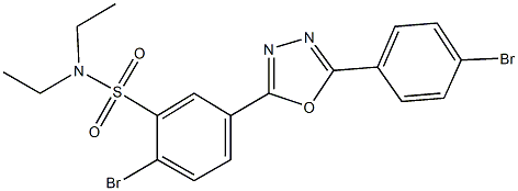 2-bromo-5-[5-(4-bromophenyl)-1,3,4-oxadiazol-2-yl]-N,N-diethylbenzenesulfonamide Struktur