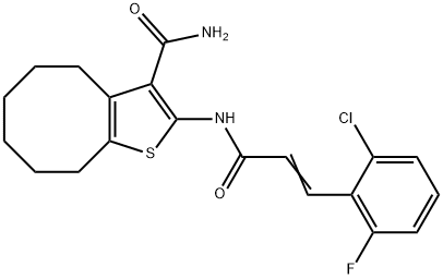 2-{[3-(2-chloro-6-fluorophenyl)acryloyl]amino}-4,5,6,7,8,9-hexahydrocycloocta[b]thiophene-3-carboxamide Struktur