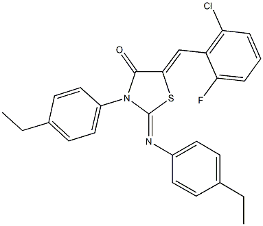 5-(2-chloro-6-fluorobenzylidene)-3-(4-ethylphenyl)-2-[(4-ethylphenyl)imino]-1,3-thiazolidin-4-one Struktur