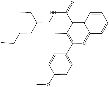 N-(2-ethylhexyl)-2-(4-methoxyphenyl)-3-methyl-4-quinolinecarboxamide Struktur