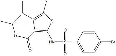 isopropyl 2-{[(4-bromophenyl)sulfonyl]amino}-4-ethyl-5-methyl-3-thiophenecarboxylate Struktur