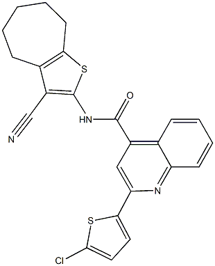 2-(5-chloro-2-thienyl)-N-(3-cyano-5,6,7,8-tetrahydro-4H-cyclohepta[b]thien-2-yl)-4-quinolinecarboxamide Struktur