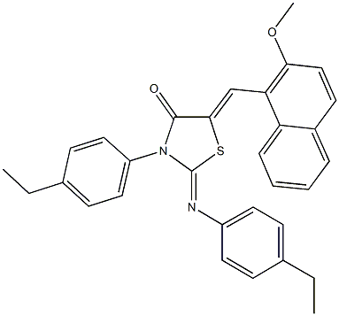 3-(4-ethylphenyl)-2-[(4-ethylphenyl)imino]-5-[(2-methoxy-1-naphthyl)methylene]-1,3-thiazolidin-4-one Struktur