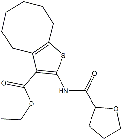 ethyl 2-[(tetrahydro-2-furanylcarbonyl)amino]-4,5,6,7,8,9-hexahydrocycloocta[b]thiophene-3-carboxylate Struktur