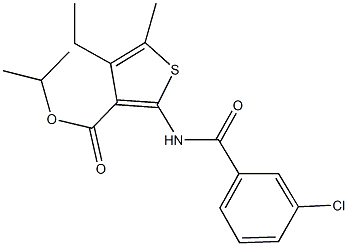 isopropyl 2-[(3-chlorobenzoyl)amino]-4-ethyl-5-methyl-3-thiophenecarboxylate Struktur