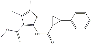 methyl 4,5-dimethyl-2-{[(2-phenylcyclopropyl)carbonyl]amino}-3-thiophenecarboxylate Struktur