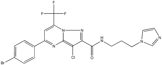 5-(4-bromophenyl)-3-chloro-N-[3-(1H-imidazol-1-yl)propyl]-7-(trifluoromethyl)pyrazolo[1,5-a]pyrimidine-2-carboxamide Struktur