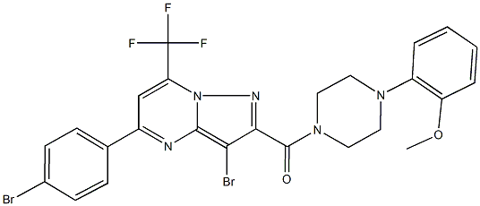 2-(4-{[3-bromo-5-(4-bromophenyl)-7-(trifluoromethyl)pyrazolo[1,5-a]pyrimidin-2-yl]carbonyl}-1-piperazinyl)phenyl methyl ether Struktur