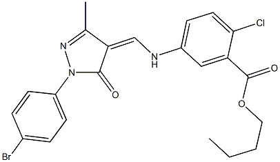 butyl 5-({[1-(4-bromophenyl)-3-methyl-5-oxo-1,5-dihydro-4H-pyrazol-4-ylidene]methyl}amino)-2-chlorobenzoate Struktur