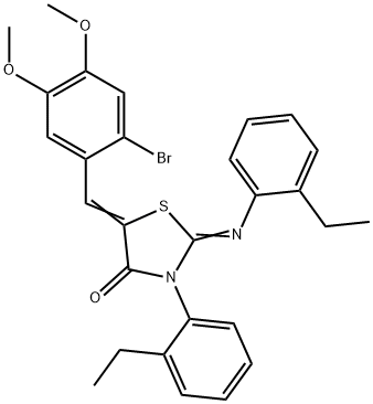 5-(2-bromo-4,5-dimethoxybenzylidene)-3-(2-ethylphenyl)-2-[(2-ethylphenyl)imino]-1,3-thiazolidin-4-one Struktur