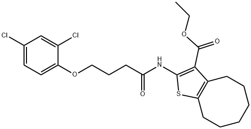 ethyl 2-{[4-(2,4-dichlorophenoxy)butanoyl]amino}-4,5,6,7,8,9-hexahydrocycloocta[b]thiophene-3-carboxylate Struktur