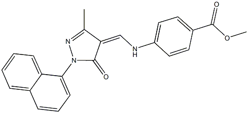 methyl 4-({[3-methyl-1-(1-naphthyl)-5-oxo-1,5-dihydro-4H-pyrazol-4-ylidene]methyl}amino)benzoate Struktur