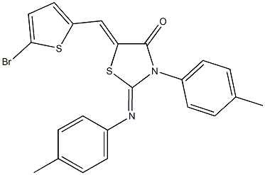 5-[(5-bromo-2-thienyl)methylene]-3-(4-methylphenyl)-2-[(4-methylphenyl)imino]-1,3-thiazolidin-4-one Struktur