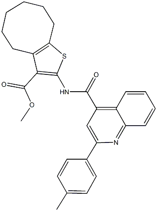 methyl 2-({[2-(4-methylphenyl)-4-quinolinyl]carbonyl}amino)-4,5,6,7,8,9-hexahydrocycloocta[b]thiophene-3-carboxylate Struktur