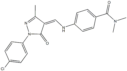 4-({[1-(4-chlorophenyl)-3-methyl-5-oxo-1,5-dihydro-4H-pyrazol-4-ylidene]methyl}amino)-N,N-dimethylbenzamide Struktur