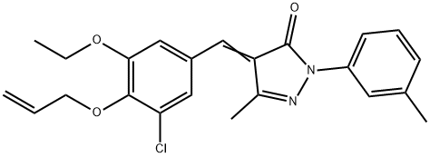 4-[4-(allyloxy)-3-chloro-5-ethoxybenzylidene]-5-methyl-2-(3-methylphenyl)-2,4-dihydro-3H-pyrazol-3-one Struktur