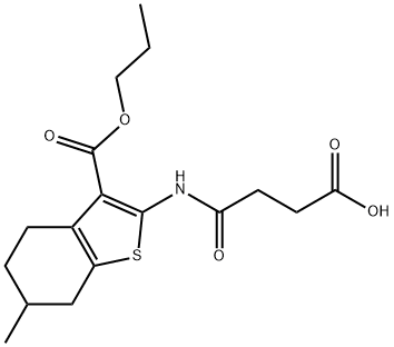 4-{[6-methyl-3-(propoxycarbonyl)-4,5,6,7-tetrahydro-1-benzothien-2-yl]amino}-4-oxobutanoic acid Struktur