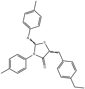 5-(4-ethylbenzylidene)-3-(4-methylphenyl)-2-[(4-methylphenyl)imino]-1,3-thiazolidin-4-one Struktur