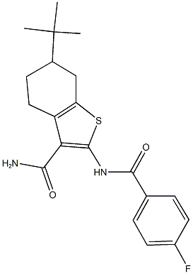 6-tert-butyl-2-[(4-fluorobenzoyl)amino]-4,5,6,7-tetrahydro-1-benzothiophene-3-carboxamide Struktur