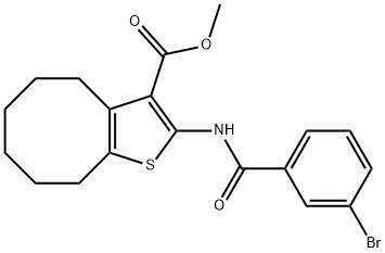 methyl 2-[(3-bromobenzoyl)amino]-4,5,6,7,8,9-hexahydrocycloocta[b]thiophene-3-carboxylate Struktur