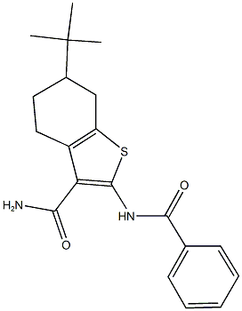 2-(benzoylamino)-6-tert-butyl-4,5,6,7-tetrahydro-1-benzothiophene-3-carboxamide Struktur